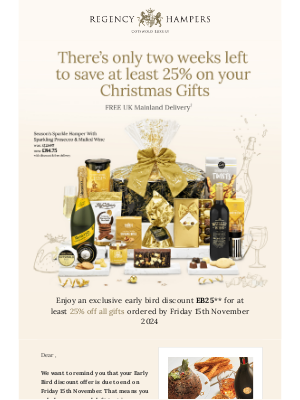 Regency Hampers - Only Two Weeks Left to Save 25%!