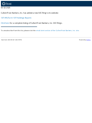 Frost - Cullen/Frost Bankers, Inc. - 13F-HR (Form 13F Holdings Report) SEC Filing