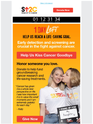 Stand Up to Cancer (SU2C) - One day left to reach our $25k goal 🗓️