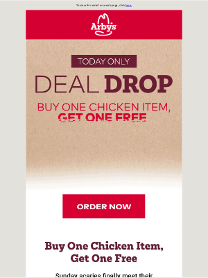 Arby's - TODAY ONLY. BOGO Chicken items