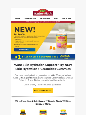 Nature Made - NEW: Skin Hydration + Ceramides Gummies