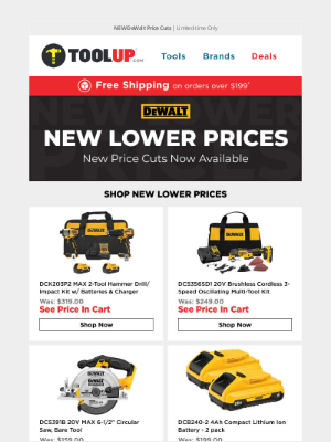 Toolup - 🔥 New DeWalt Price Cuts – Limited Supply!