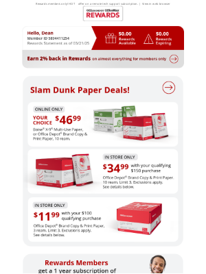 Office Depot & Office Max - YOUR CHOICE online paper deal: Office Depot® Brand or Boise® X-9® case.