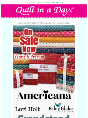 Quilt In A Day - Up to 50% off - Americana by Lori Holt, Grandstand & Quilting Paper