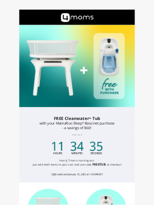 4moms - Last Day To Get a FREE Cleanwater Tub 🚨