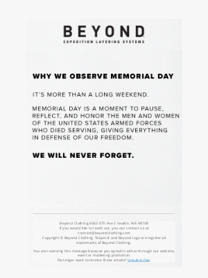 Beyond Clothing - Memorial Day: Why We Observe
