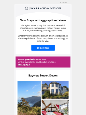 Sykes Cottages (United Kingdom) - Just added: Stays with egg-ceptional views