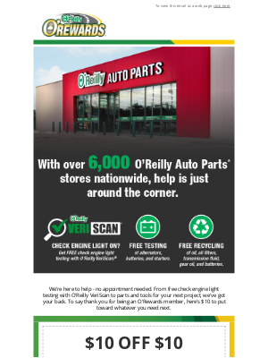 O'Reilly Auto Parts - [$10 Bonus Reward] Don't Miss Out