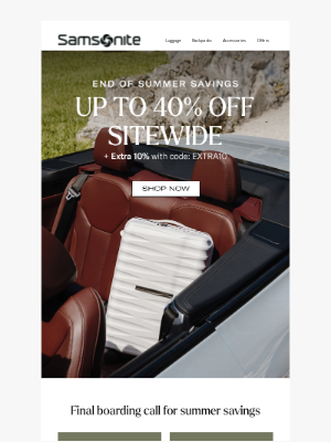 Samsonite - Only a Few Days Left: Extra 10% Off