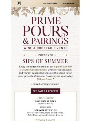 Fleming's Prime Steakhouse & Wine Bar - Newly Added: 3-Course Cocktail Event