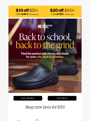 Shoes For Crews - Up to $20 Off Top Styles for Back to Work👟