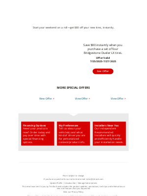 Discount Tire - Roll into the Weekend with $80 in Your Pocket!