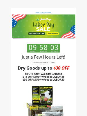 Josh’s Frogs - Our Labor Day Sale ends tonight!