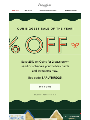 Paperless Post - 25% off cards and invitations