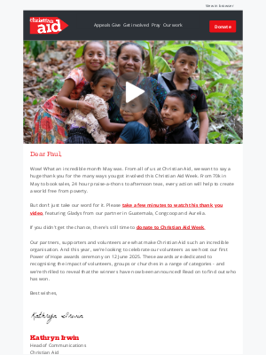 Christian Aid (United Kingdom) - Watch our special thank you message from Guatemala
