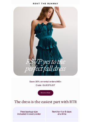 Rent the Runway - Last day to get 30% off guest dresses