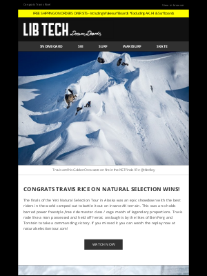 Gnu Snowboards - Congrats Travis Rice on Natural Selection Wins!