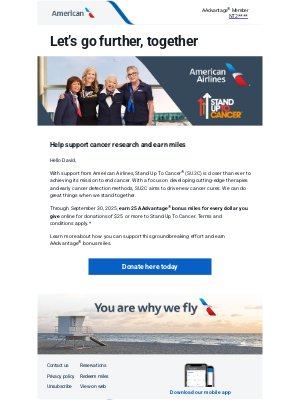 American Airlines - Limited time: Stand up to cancer as an AAdvantage® member