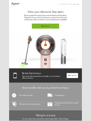 Dyson - Unlock Tailored Memorial Day Discounts