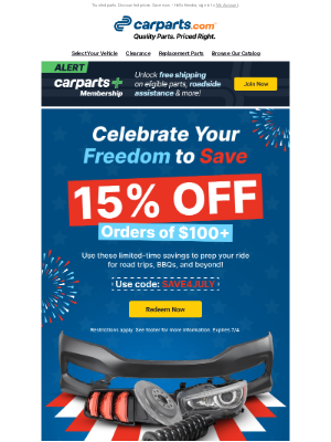 CarParts - ⭐ Red, White, and 15% OFF Sitewide ⭐