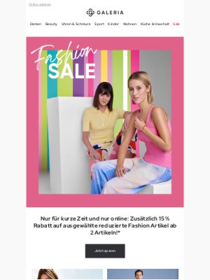 Galeria Kaufhof GmbH (Germany) - Fashion Sale: 15% auf reduzierte Fashion ab 2 Artikeln