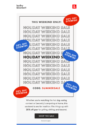 Hedley & Bennett - 20% off is yours for the flipping