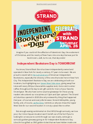 strandbookstore - Celebate Independent Bookstore Day!
