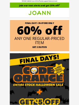 Joann Stores - 🎃 Shop in-store for $5 off 🎃 ALL thread Buy 3 Get 3 FREE!