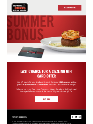 Ruth's Chris - Ends Tonight: A Sizzling USDA Prime Offer