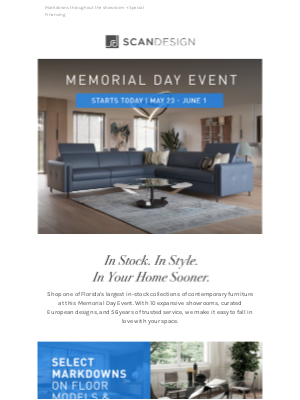 SCAN DESIGN - MEMORIAL DAY EVENT  |  Starts Today!
