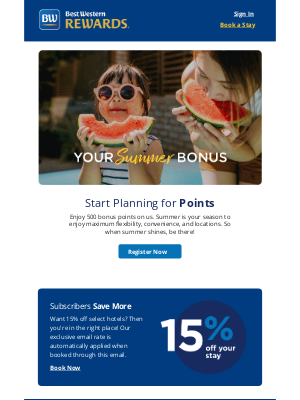 Best Western Hotels & Resorts - Summer, Sunshine, and 500 Bonus Points