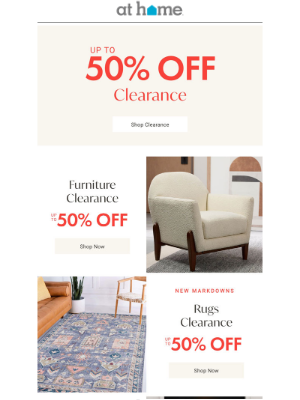 At Home - Hurry! Clearance won’t wait