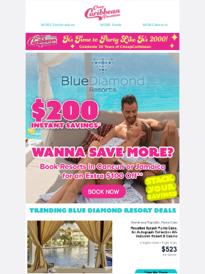 CheapCaribbean - Wanna Stack Your Savings? $200 Instant Savings + Extra $100 Off at Select Resorts & Destinations ✅✅