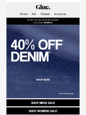 Glue Store (Australia) - 48 Hours Only | Extra 10% off Denim*