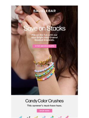 BaubleBar - NEW: 3 for $58 Enamel Stretch Bracelets