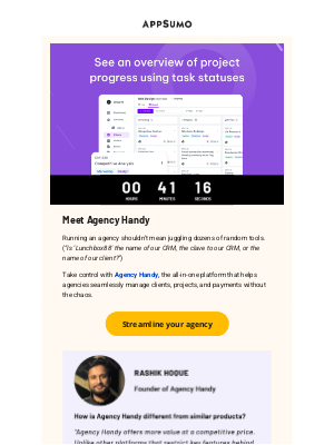 AppSumo - Handy dandy dashboard