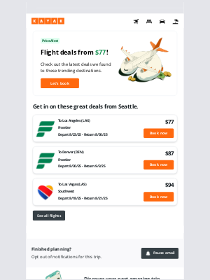 KAYAK - ✈ Today’s deal: flights starting at $77 from SEA to one of these top destinations