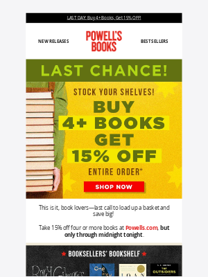Powell's Books - ⏳ Last Chance for 15% Off Your Entire Order!