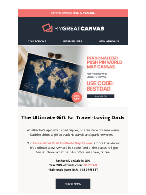 MyGreatCanvas - Re: 35% OFF + EXTRA 20% OFF for Dad 🔥