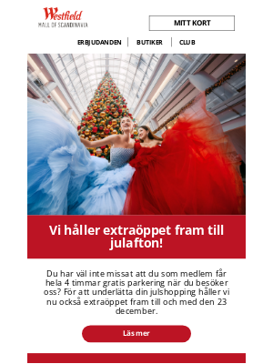 Westfield Mall of Scandinavia (Scandinavia) - Vi håller extraöppet fram till julafton🎅