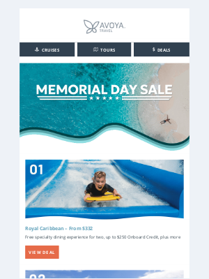 Avoya Travel - Don't Miss Our Exclusive Memorial Day Sale!