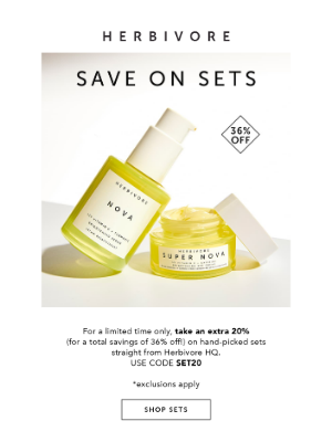 Herbivore Botanicals - Extra 20% off sets starts now ✨