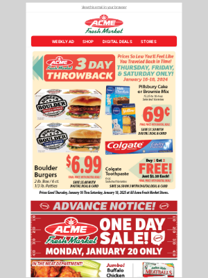 Acme Fresh Market - 3 Day Throwback Sale & More!