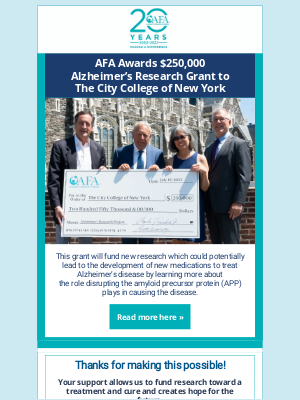 Alzheimer's Foundation of America - New Alzheimer’s Research Grant Awarded