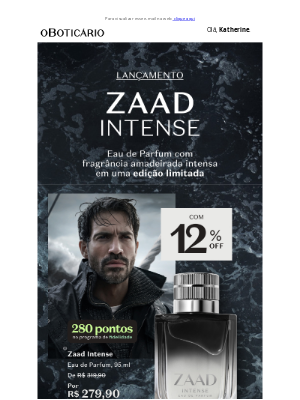 O Boticário (Brazil) - Até 25% OFF no novo Zaad Intense