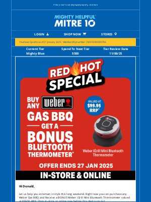 Home Hardware (Australia) - Donald, Buy Any Weber Gas BBQ and Get a Bonus Bluetooth Thermometer!