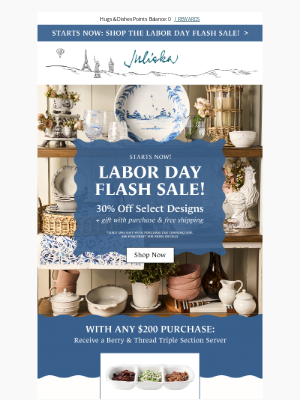 Juliska - STARTS NOW: Labor Day Flash Sale