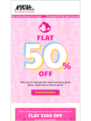 Nykaa - 🔥 FLAT 50% OFF: Nykaa’s Hot Pink special! 🔥