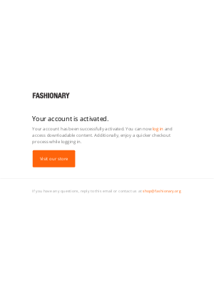 Fashionary - Customer account confirmation