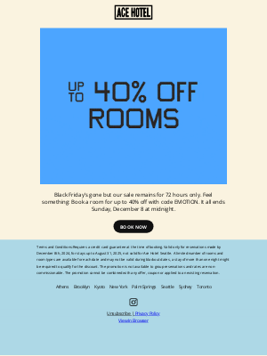 Ace Hotel - Final 72 hours for up to 40% off